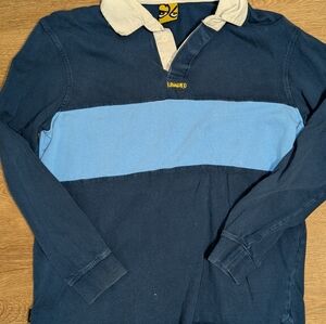 Krooked Blue and Navy Long Sleeve Polo Shirt